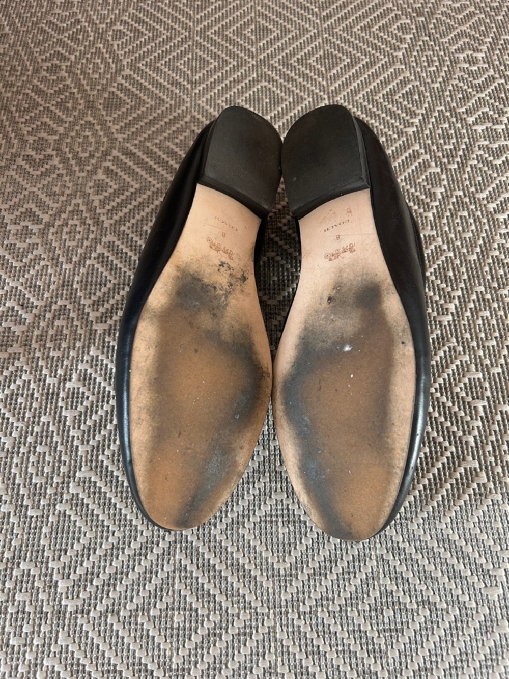 Coach Black Leather Loafers with Gold Hardware - Picture 2 of 2